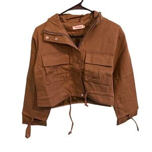 Army Green Women's Cropped Utility Jacket